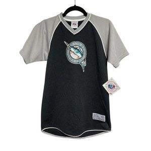 MIAMI MARLINS Logo JERSEY White by True Fan MLB Baseball YOUTH MEDIUM